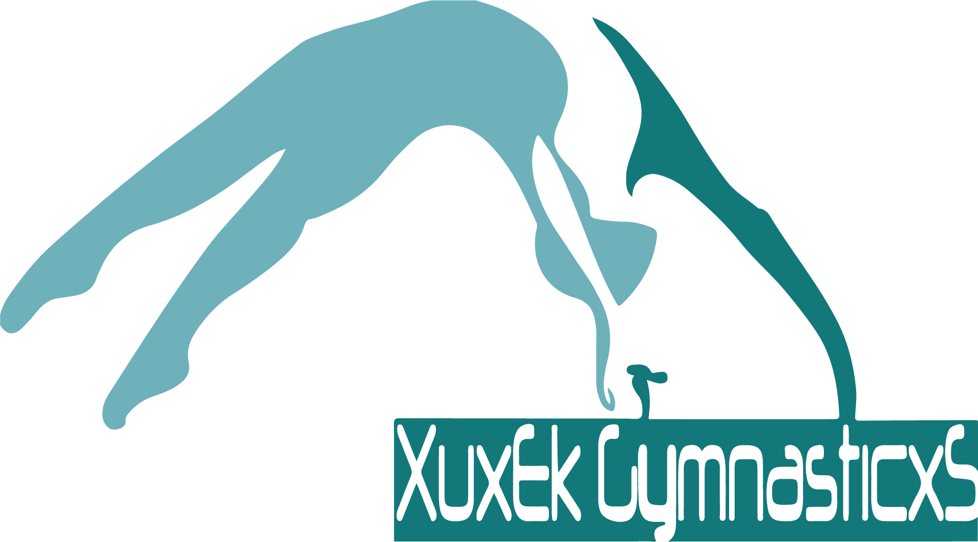 Logotipo rectangular sin fondo color turquesa con letras y de color turquesa